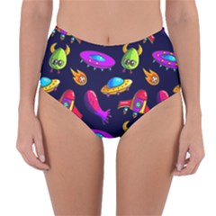 Space Pattern Reversible High-waist Bikini Bottoms by Bedest