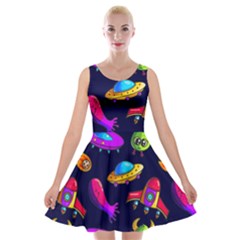 Space Pattern Velvet Skater Dress by Bedest