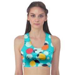 Pop Art Style Citrus Seamless Pattern Fitness Sports Bra by Bedest