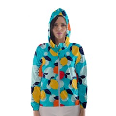 Pop Art Style Citrus Seamless Pattern Women s Hooded Windbreaker by Bedest