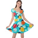 Pop Art Style Citrus Seamless Pattern Cap Sleeve Dress View1