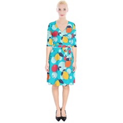 Pop Art Style Citrus Seamless Pattern Wrap Up Cocktail Dress by Bedest