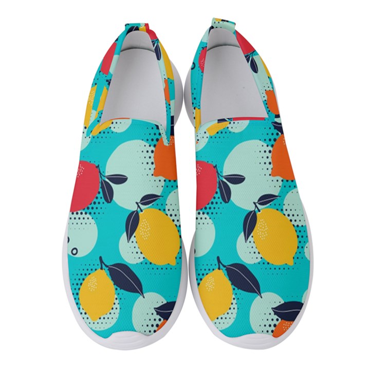 Pop Art Style Citrus Seamless Pattern Women s Slip On Sneakers