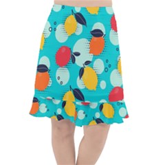 Pop Art Style Citrus Seamless Pattern Fishtail Chiffon Skirt by Bedest