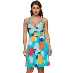 Pop Art Style Citrus Seamless Pattern V-neck Pocket Summer Dress  by Bedest