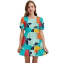 Pop Art Style Citrus Seamless Pattern Kids  Short Sleeve Dolly Dress View1