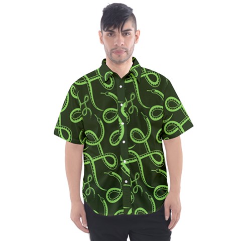 Snakes Seamless Pattern Men s Short Sleeve Shirt by Bedest