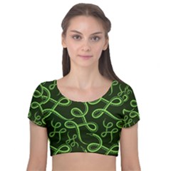 Snakes Seamless Pattern Velvet Short Sleeve Crop Top  by Bedest