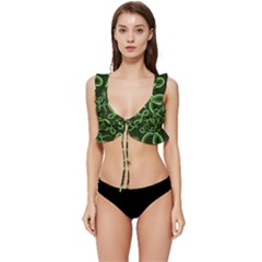 Snakes Seamless Pattern Low Cut Ruffle Edge Bikini Top