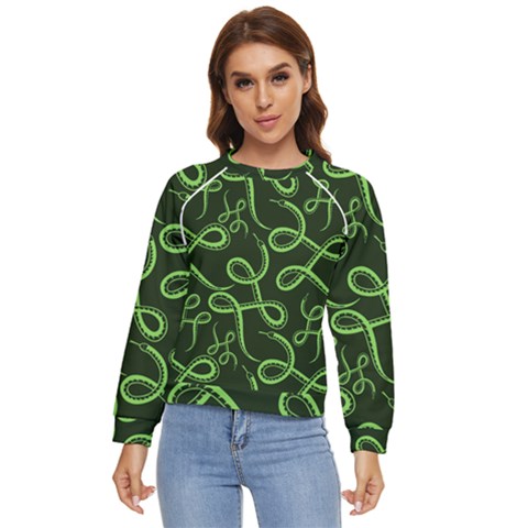 Snakes Seamless Pattern Women s Long Sleeve Raglan T-shirt by Bedest