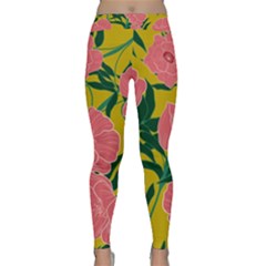 Pink Flower Seamless Pattern Classic Yoga Leggings by Bedest