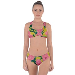 Pink Flower Seamless Pattern Criss Cross Bikini Set by Bedest