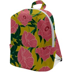 Pink Flower Seamless Pattern Zip Up Backpack by Bedest