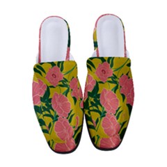 Pink Flower Seamless Pattern Women s Classic Backless Heels