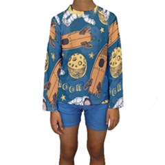 Missile Pattern Kids  Long Sleeve Swimwear by Bedest