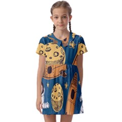 Missile Pattern Kids  Asymmetric Collar Dress by Bedest