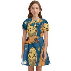 Missile Pattern Kids  Bow Tie Puff Sleeve Dress by Bedest