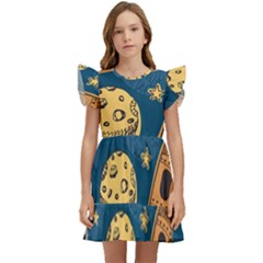 Missile Pattern Kids  Winged Sleeve Dress by Bedest