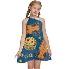 Missile Pattern Kids  Halter Collar Waist Tie Chiffon Dress by Bedest