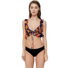 Space Patterns Pattern Low Cut Ruffle Edge Bikini Top