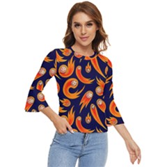 Space Patterns Pattern Bell Sleeve Top