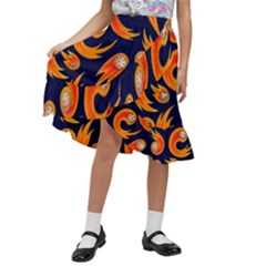 Space Patterns Pattern Kids  Ruffle Flared Wrap Midi Skirt by Bedest