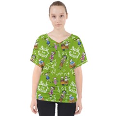 Seamless Pattern With Kids V-neck Dolman Drape Top by Bedest