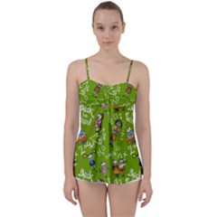 Seamless Pattern With Kids Babydoll Tankini Top