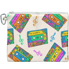 Seamless Pattern With Colorful Cassettes Hippie Style Doodle Musical Texture Wrapping Fabric Vector Canvas Cosmetic Bag (xxxl) by Bedest