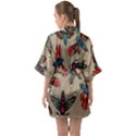 Tattoos Colorful Seamless Pattern Half Sleeve Satin Kimono  View2