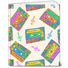 Seamless Pattern With Colorful Cassettes Hippie Style Doodle Musical Texture Wrapping Fabric Vector 8  X 10  Softcover Notebook by Bedest