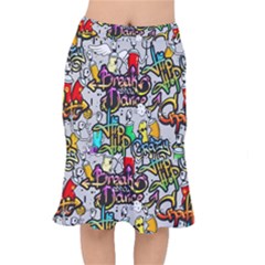 Hip Hop Background Short Mermaid Skirt by Bedest