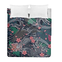 Japanese Wave Koi Illustration Seamless Pattern Duvet Cover Double Side (full/ Double Size) by Bedest