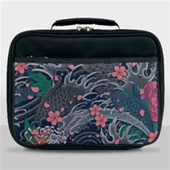 Japanese Wave Koi Illustration Seamless Pattern Lunch Bag by Bedest