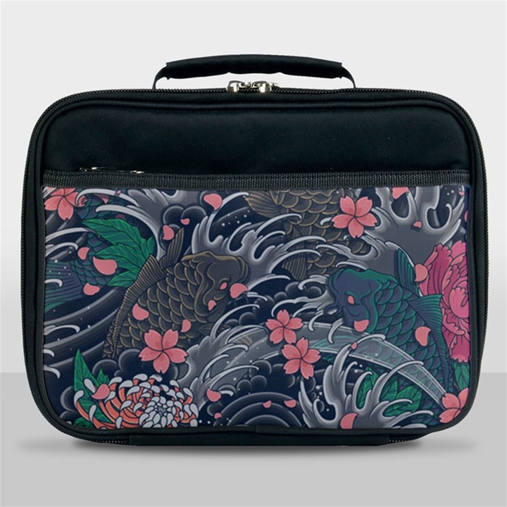 Japanese Wave Koi Illustration Seamless Pattern Lunch Bag