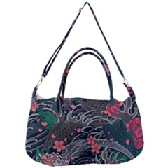 Japanese Wave Koi Illustration Seamless Pattern Removable Strap Handbag by Bedest