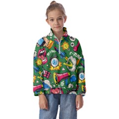 Pop Art Colorful Seamless Pattern Kids  Half Zip Hoodie by Bedest