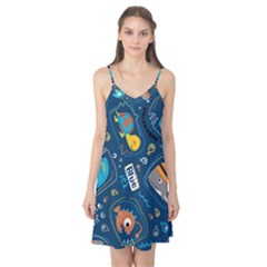 Seamless Pattern Vector Submarine With Sea Animals Cartoon Camis Nightgown  by Bedest