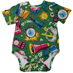 Pop Art Colorful Seamless Pattern Baby Short Sleeve Bodysuit by Bedest