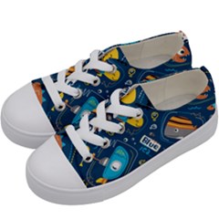 Seamless Pattern Vector Submarine With Sea Animals Cartoon Kids  Low Top Canvas Sneakers by Bedest