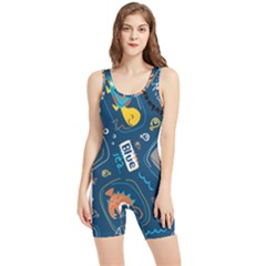 Seamless Pattern Vector Submarine With Sea Animals Cartoon Women s Wrestling Singlet by Bedest