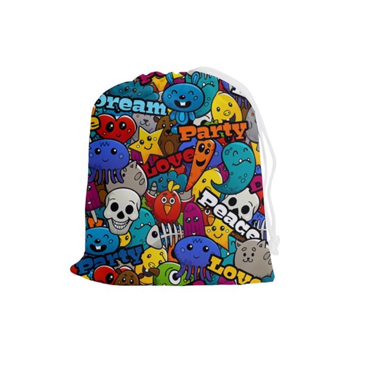 Graffiti Characters Seamless Pattern Drawstring Pouch (Large)