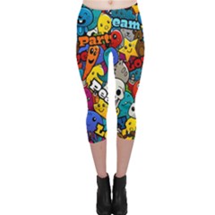 Graffiti Characters Seamless Pattern Capri Leggings  by Bedest