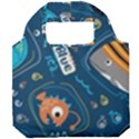 Seamless Pattern Vector Submarine With Sea Animals Cartoon Foldable Grocery Recycle Bag View1