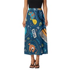 Seamless Pattern Vector Submarine With Sea Animals Cartoon Classic Midi Chiffon Skirt by Bedest