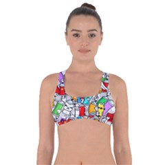 Graffity Characters Seamless Pattern Art Got No Strings Sports Bra by Bedest