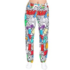 Graffity Characters Seamless Pattern Art Women Velvet Drawstring Pants by Bedest