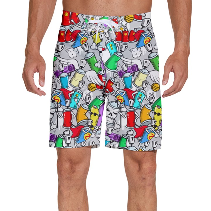 Graffity Characters Seamless Pattern Art Men s Beach Shorts