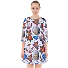 Full Color Flash Tattoo Patterns Smock Dress by Bedest