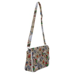 Tattoo Pattern Shoulder Bag With Back Zipper